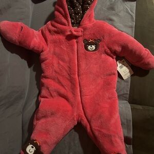 Small Wonders Fuzzy Pink Bear Footie